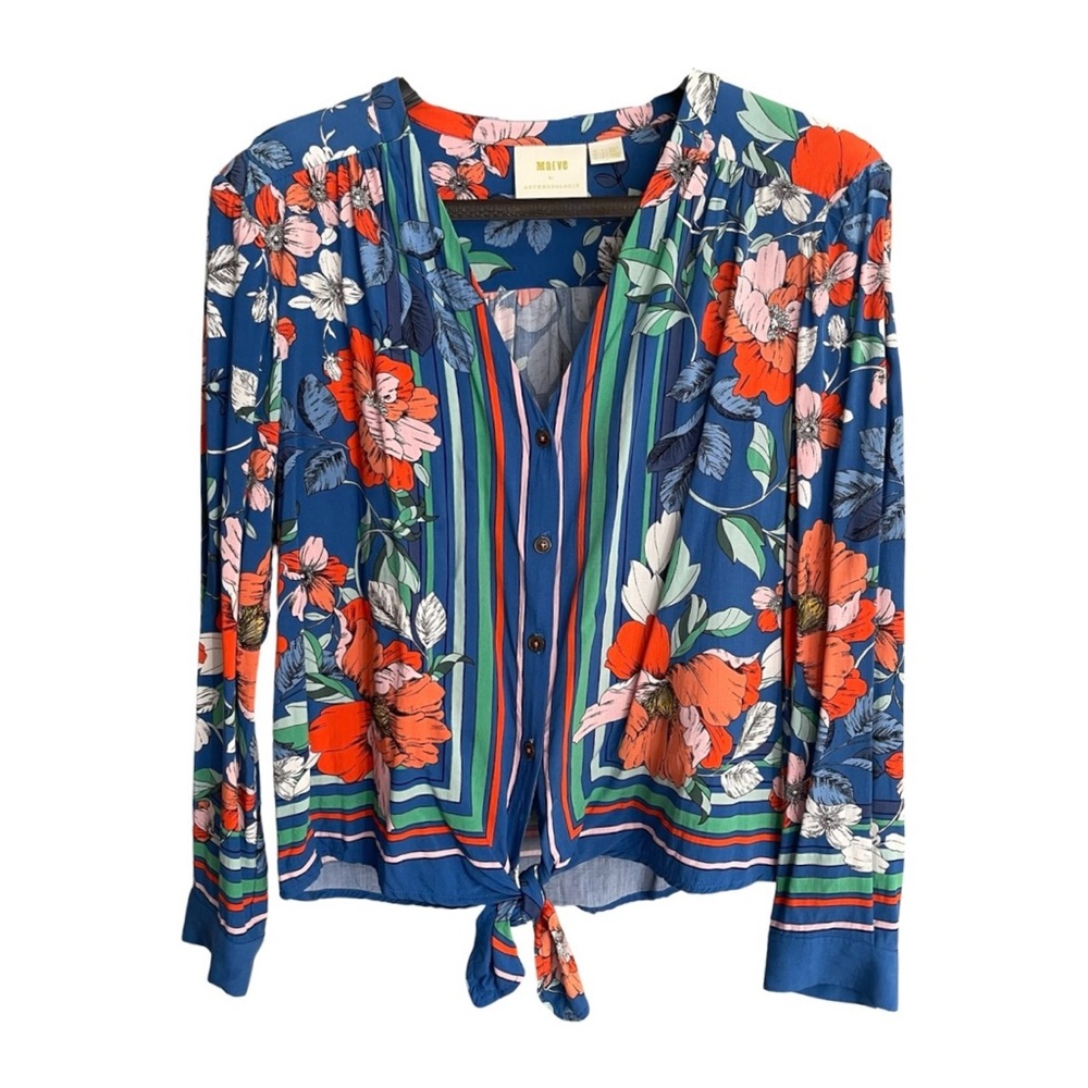 Anthropologie Blue Floral Blouse